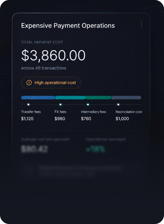 Breakdown of banking, FX, card, and payout fees