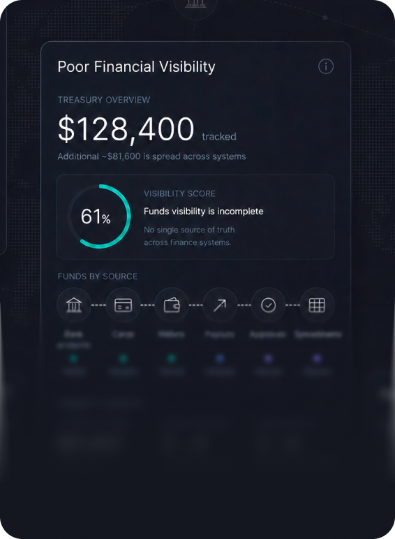 Treasury overview with incomplete financial visibility